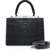 Ammoment - Jena Handbag Large in Python - Black - Luxury High Quality Leather Bag - Avvenice