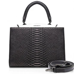 Ammoment - Jena Handbag Large in Python - Pepite Rose - Luxury High Quality Leather Bag - Avvenice