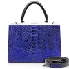 Ammoment - Jena Handbag Large in Python - NYX Blue - Luxury High Quality Leather Bag - Avvenice
