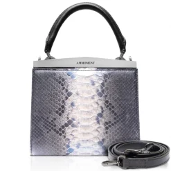 Ammoment - Jena Handbag Small in Python - Baikal Blue - Luxury High Quality Leather Bag - Avvenice