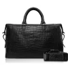 Ammoment - Lark Weekender Small in Crocodile - Black - Luxury High Quality Leather Bag - Avvenice