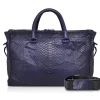 Ammoment - Lark Weekender Small in Python - Navy - Luxury High Quality Leather Bag - Avvenice