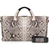 Ammoment - Lark Weekender Large in Python - Roccia - Luxury High Quality Leather Bag - Avvenice