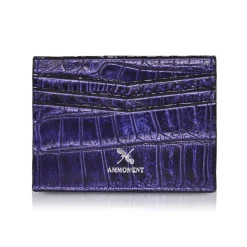 Ammoment - Nile Crocodile in Antique Navy - Leather Credit Card Holder - Avvenice