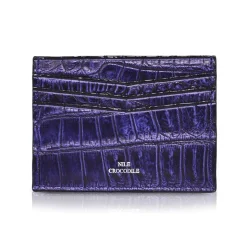 Ammoment - Nile Crocodile in Antique Navy - Leather Credit Card Holder - Avvenice