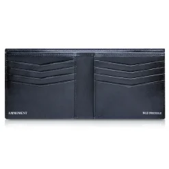 Ammoment - Nile Crocodile in Crack Black and Gold - Leather Bifold Wallet - Avvenice