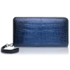 Ammoment - Nile Crocodile in Antique Navy - Leather Large Long Zipper Wallet - Avvenice