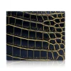 Ammoment - Nile Crocodile in Crack Black and Gold - Leather Bifold Wallet with Center Flap - Avvenice