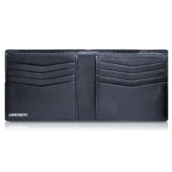 Ammoment - Ostrich in Tahitian Pearl Black - Leather Bifold Wallet - Avvenice