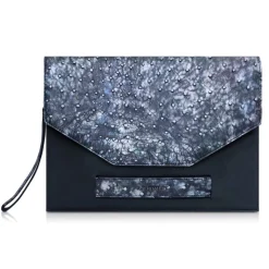 Ammoment - Ostrich in Tahitian Pearl Black - Leather Pete Clutch Bag - Avvenice