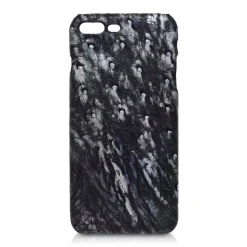 Ammoment - Ostrich in Tahitian Pearl Black - Leather Cover - iPhone 8 Plus / 7 Plus - Avvenice