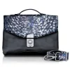 Ammoment - Ostrich in Tahitian Pearl Black - Leather Briefcase -  Orion Business Bag - Avvenice