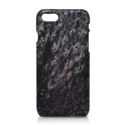 Ammoment - Ostrich in Tahitian Pearl Black - Leather Cover - iPhone 8 / 7 - Avvenice