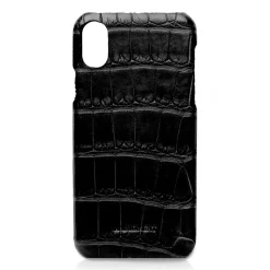 Ammoment - Porosus Crocodile in Black - Leather Cover - iPhone X - Avvenice
