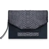 Ammoment - Python in Black - Leather Pete Clutch Bag - Avvenice