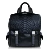 Ammoment - Python in Black - Leather Zane Small Backpack - Avvenice