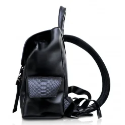 Ammoment - Python in Black - Leather Zane Small Backpack - Avvenice