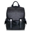 Ammoment - Python in Black - Leather Zane Large Backpack - Avvenice