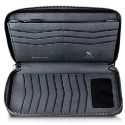 Ammoment - Python in Black - Leather Large Long Zipper Wallet - Avvenice