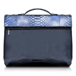 Ammoment - Python in Calcite Blue - Leather Briefcase -  Orion Business Bag - Avvenice