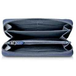 Ammoment - Python in Calcite Blue - Leather Long Zipper Wallet - Avvenice