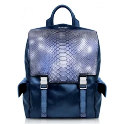 Ammoment - Python in Calcite Blue - Leather Zane Large Backpack - Avvenice