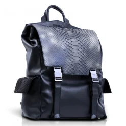 Ammoment - Python in Calcite Blue - Leather Zane Large Backpack - Avvenice