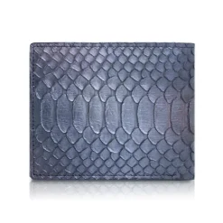 Ammoment - Python in Calcite Grey - Leather Bifold Wallet with Center Flap - Avvenice