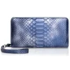 Ammoment - Python in Calcite Blue - Leather Large Long Zipper Wallet - Avvenice