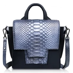 Ammoment - Python in Calcite Grey - Leather Lexi Crossbody Bag - Avvenice