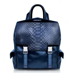 Ammoment - Python in Calcite Blue - Leather Zane Small Backpack - Avvenice