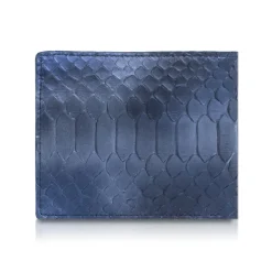 Ammoment - Python in Calcite Blue - Leather Bifold Wallet with Center Flap - Avvenice