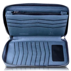 Ammoment - Python in Calcite Grey - Leather Large Long Zipper Wallet - Avvenice