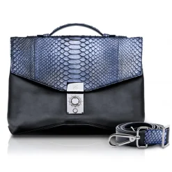 Ammoment - Python in Calcite Grey - Leather Briefcase -  Orion Business Bag - Avvenice