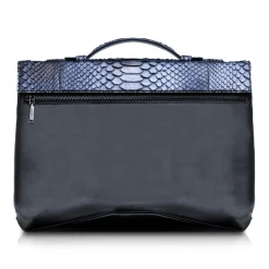 Ammoment - Python in Calcite Grey - Leather Briefcase -  Orion Business Bag - Avvenice