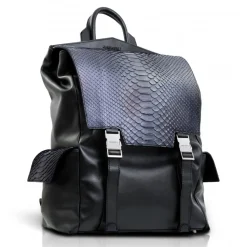 Ammoment - Python in Calcite Grey - Leather Zane Large Backpack - Avvenice