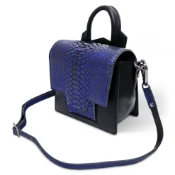 Ammoment - Python in NYX Blue - Leather Lexi Crossbody Bag - Avvenice