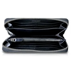 Ammoment - Python in NYX Blue - Leather Long Zipper Wallet - Avvenice