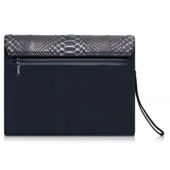 Ammoment - Python in Pepite Rose - Leather Pete Clutch Bag - Avvenice