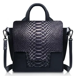 Ammoment - Python in Pepite Rose - Leather Lexi Crossbody Bag - Avvenice