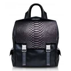 Ammoment - Python in Pepite Rose - Leather Zane Small Backpack - Avvenice