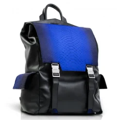 Ammoment - Python in Petale Blue - Leather Zane Large Backpack - Avvenice