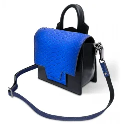 Ammoment - Python in Petale Blue - Leather Lexi Crossbody Bag - Avvenice