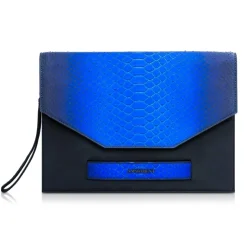 Ammoment - Python in Petale Blue - Leather Pete Clutch Bag - Avvenice