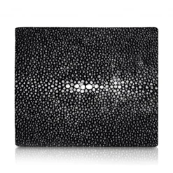 Ammoment - Stingray in Black - Leather Bifold Wallet with Center Flap - Avvenice