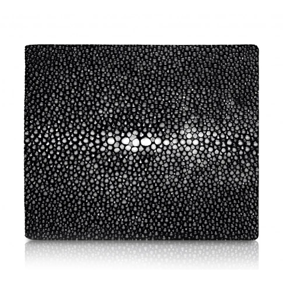Ammoment - Stingray in Black - Leather Bifold Wallet with Center Flap - Avvenice