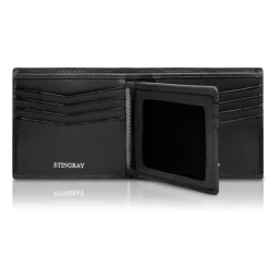 Ammoment - Stingray in Black - Leather Bifold Wallet with Center Flap - Avvenice