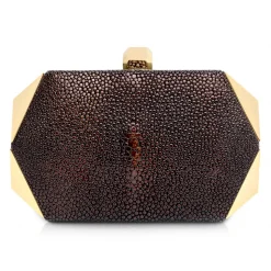 Ammoment - Stingray in Glitter Metallic Brown - Minaudiere - Leather Bag - Avvenice