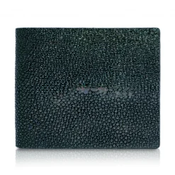 Ammoment - Stingray in Glitter Metallic Green - Leather Bifold Wallet with Center Flap - Avvenice