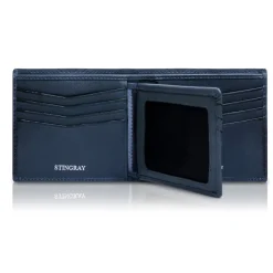 Ammoment - Stingray in Glitter Metallic Green - Leather Bifold Wallet with Center Flap - Avvenice